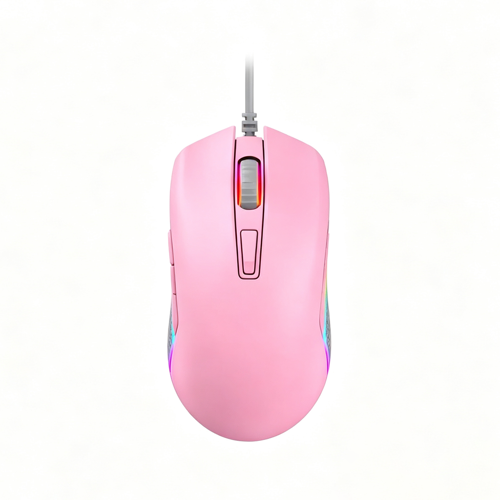 Rose Souris de Jeu Filaire USB-A RGB Jusqu'à 3600 DPI