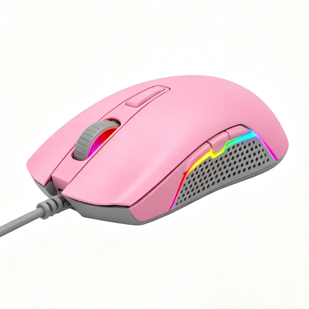 Rose Souris de Jeu Filaire USB-A RGB Jusqu'à 3600 DPI